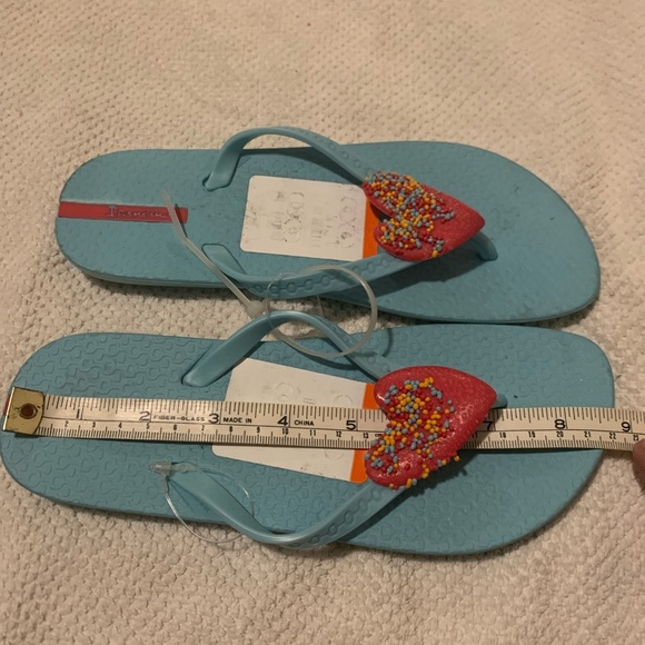 Blue Flip Flops with Red Heart Accents - Picture 2 of 4